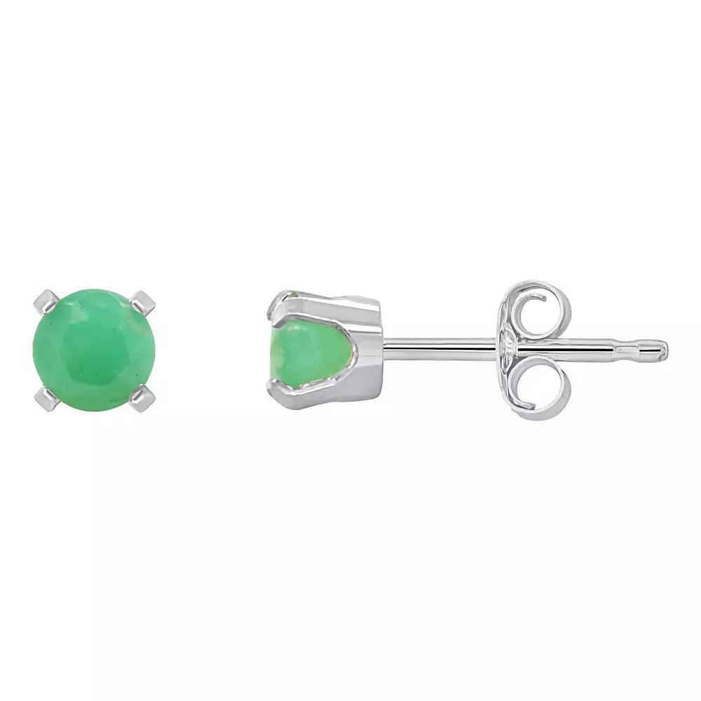 Celebration Gems 14k White Gold Round Gemstone Stud Earrings, Women's, Green Product Image