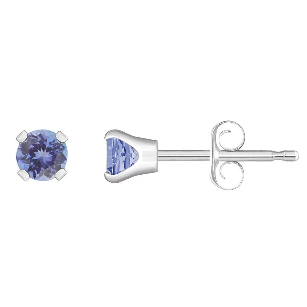 Celebration Gems 14k Gold 3 mm Round Tanzanite Stud Earrings, Women's, 14k White Gold Product Image