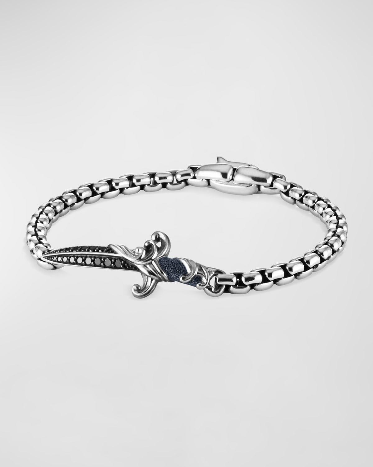 Mens Waves Dagger Bracelet in Silver, 5mm Product Image