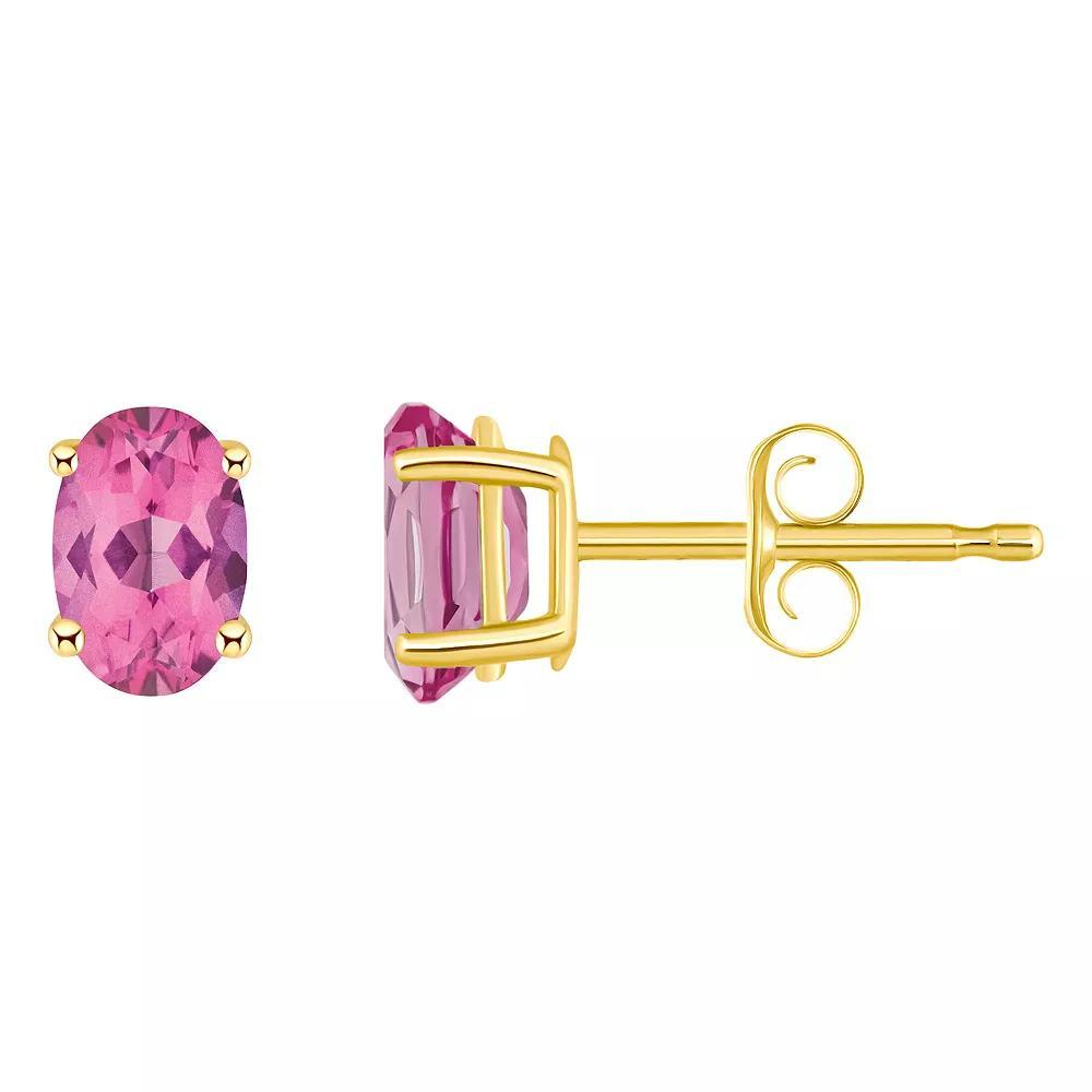 Celebration Gems 14k Gold Oval Gemstone Stud Earrings, Women's, Peridot Product Image