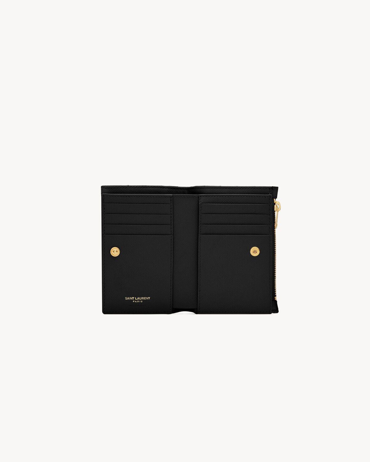 CASSANDRE MATELASSÉ Fragments bi-fold wallet in grain de poudre leather | Saint Laurent | YSL.com Product Image