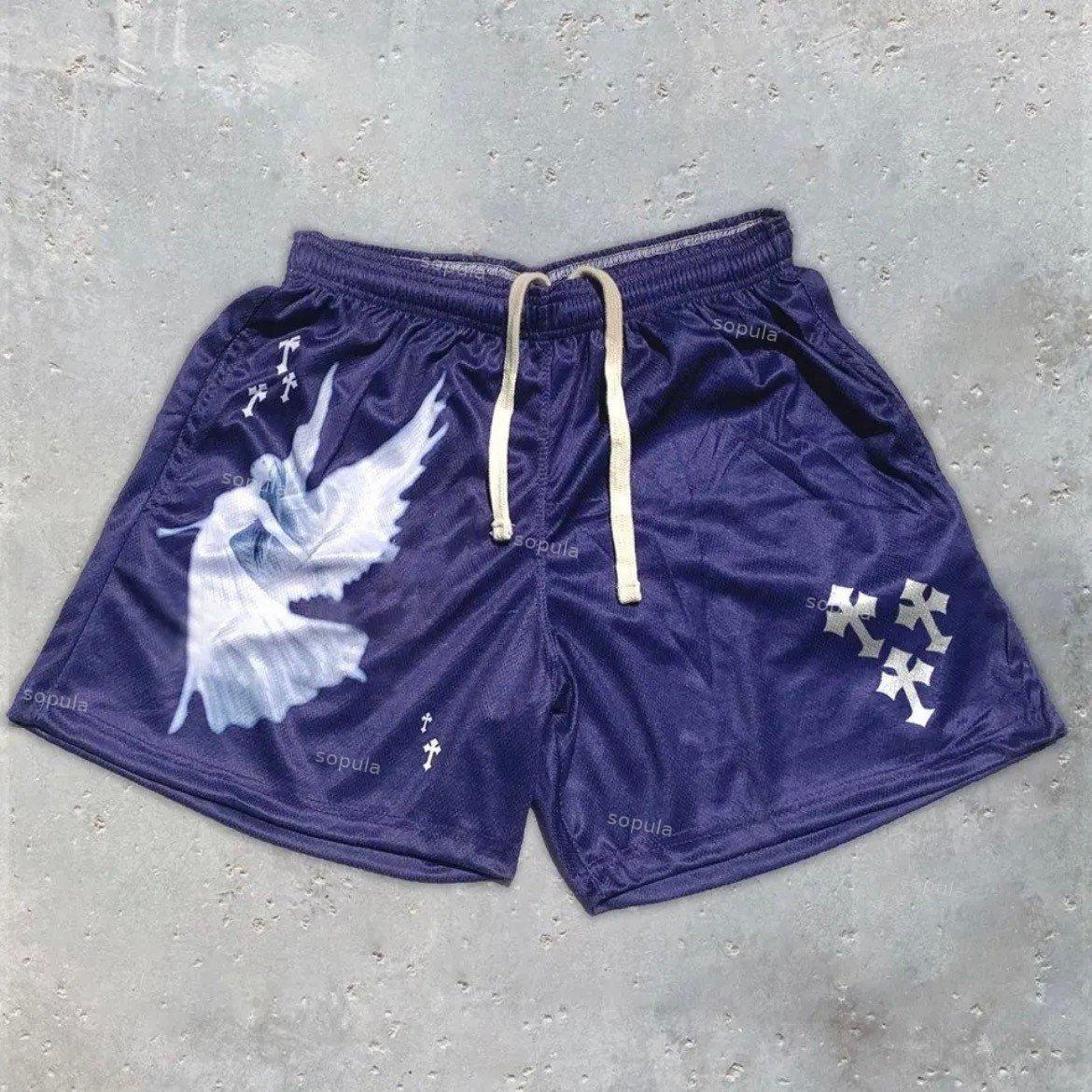Sopula Casual Angel Faith Print Mesh Shorts Product Image