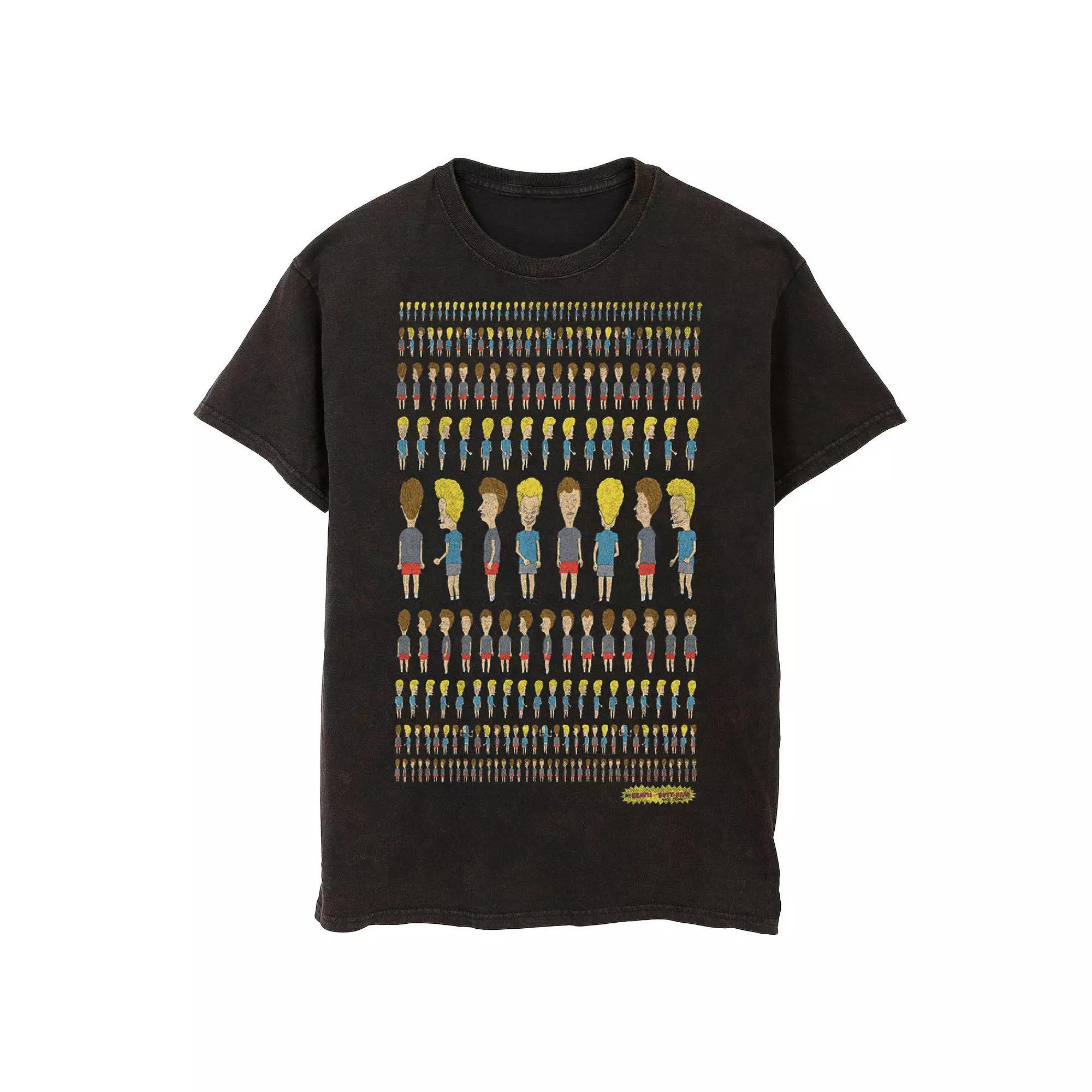 Men's Beavis And Butt-Head Multi Side Pattern Wash Graphic Tee,  Product Image