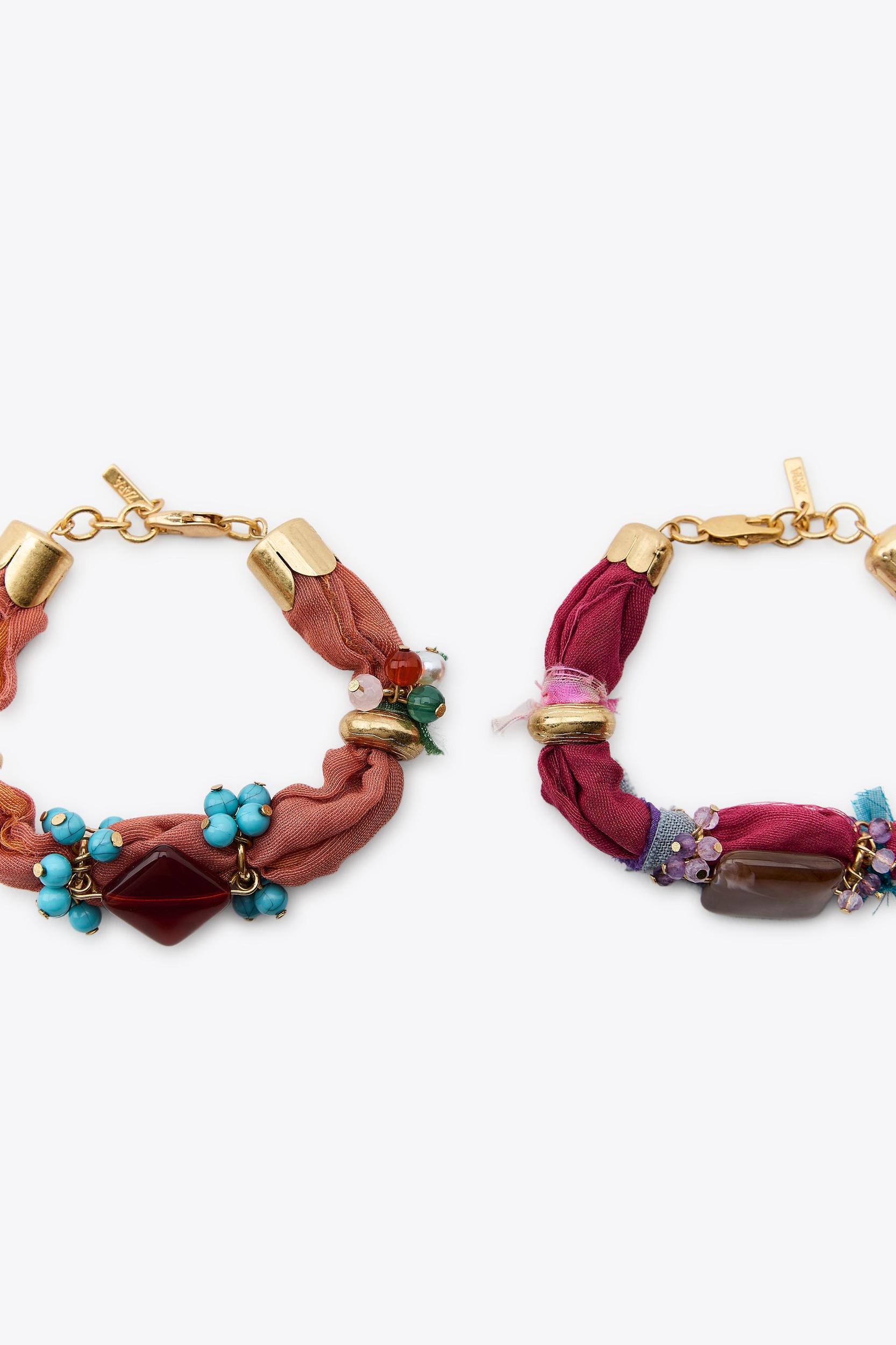 2-PACK OF BEADED FABRIC BRACELETS Product Image