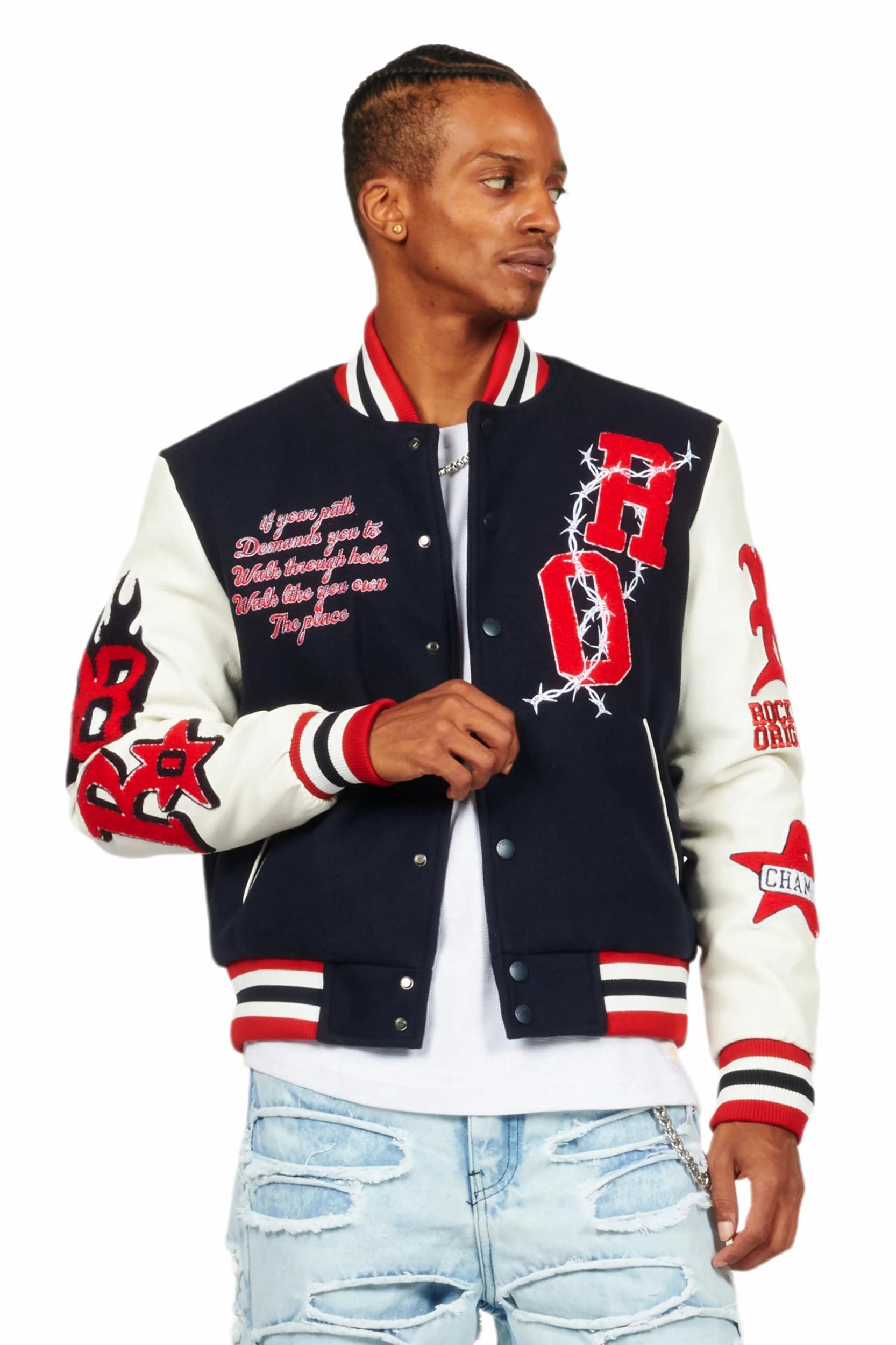Skoll Navy Varsity Jacket Male Product Image
