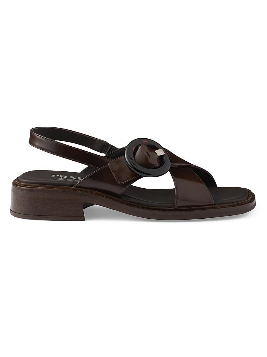 Womens Brushed Leather Sandals with Buckle Product Image