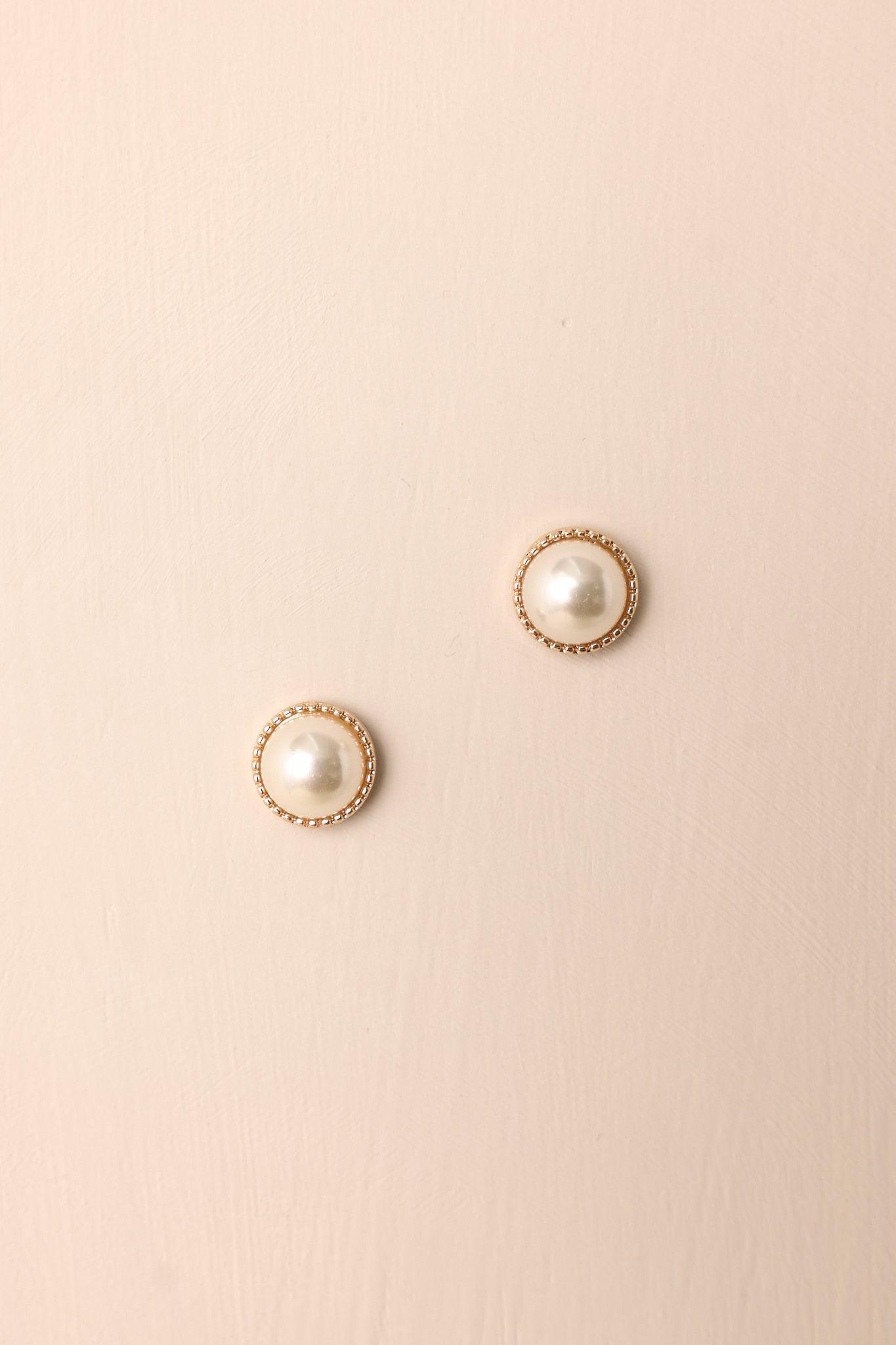 Shine With Me Gold & Ivory Pearl Stud Earrings Product Image