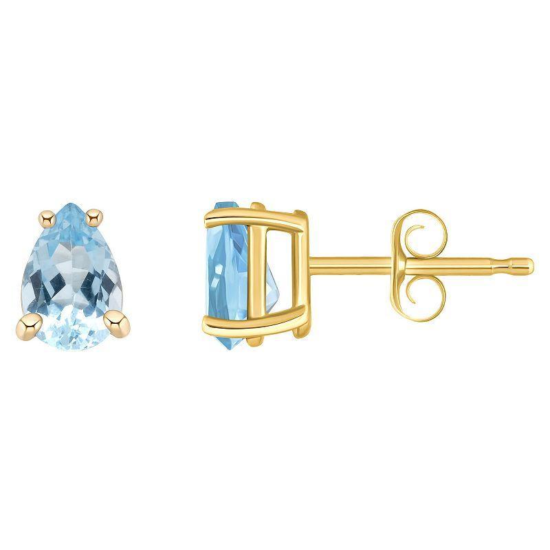 Celebration Gems 14k Gold Gemstone Stud Earrings, Womens, Aquamarine Product Image