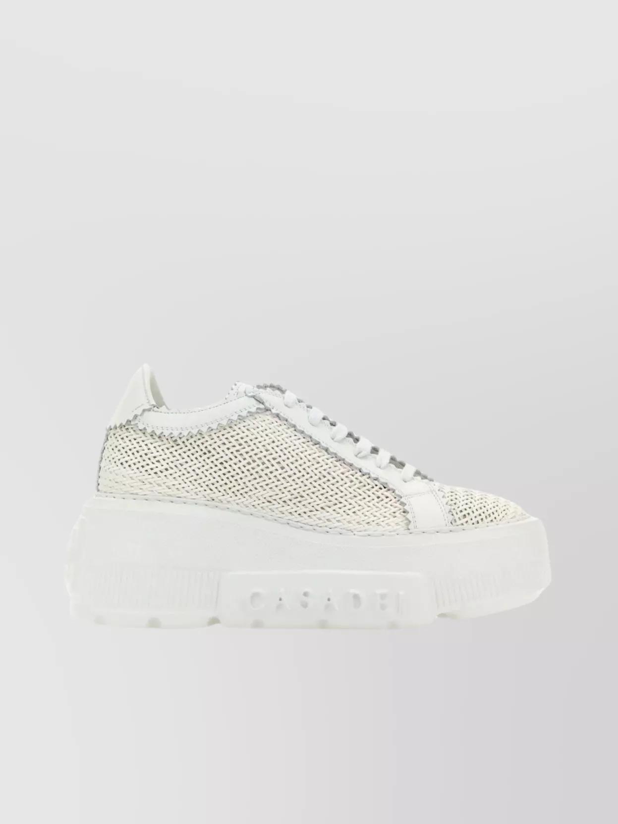 CASADEI Nexus Hanoi Interwoven Mesh Platform Sneakers In White Product Image