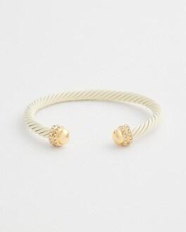 White & Gold Tone Flex Cuff Bracelet Product Image