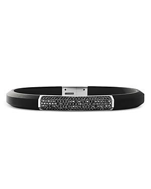 David Yurman Mens Sterling Silver Streamline Black Diamond Pave Black Rubber Bracelet Product Image