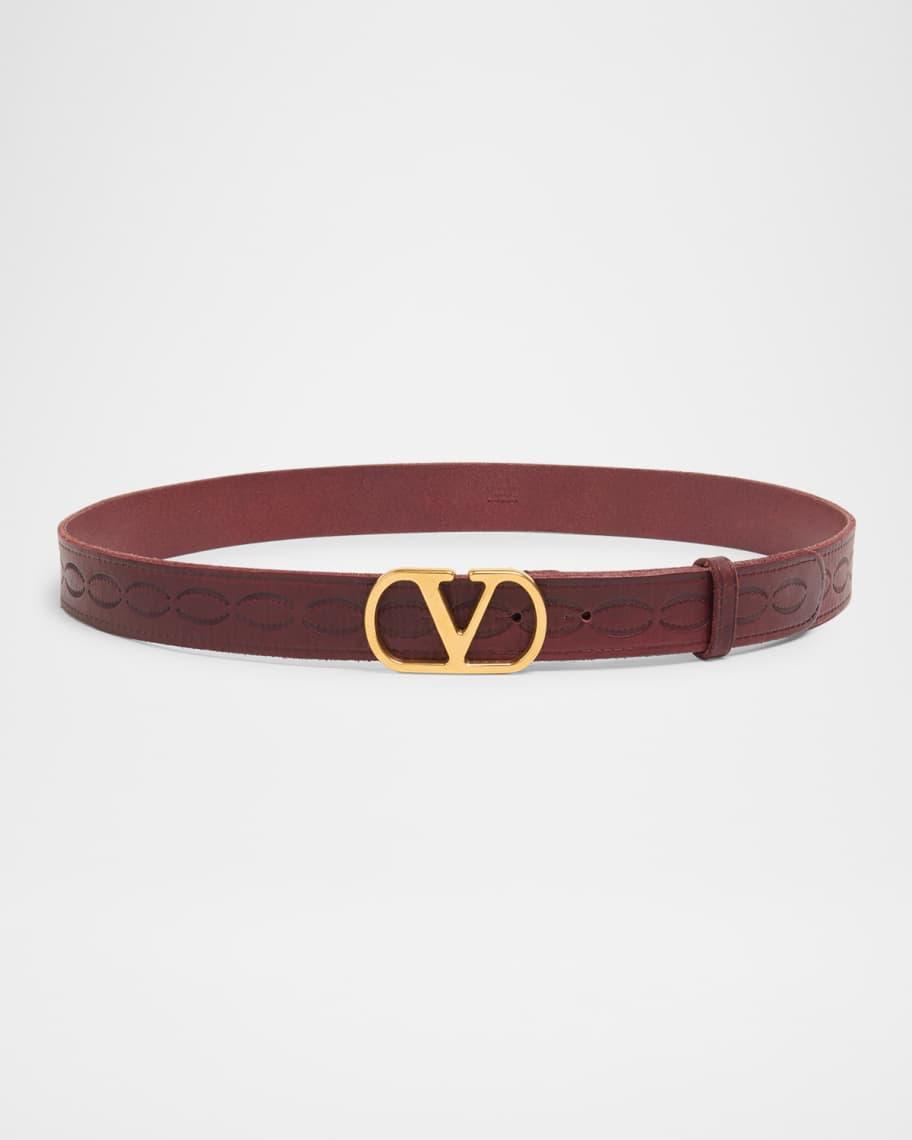 Mens Leather V Logo Buckle Belt Product Image