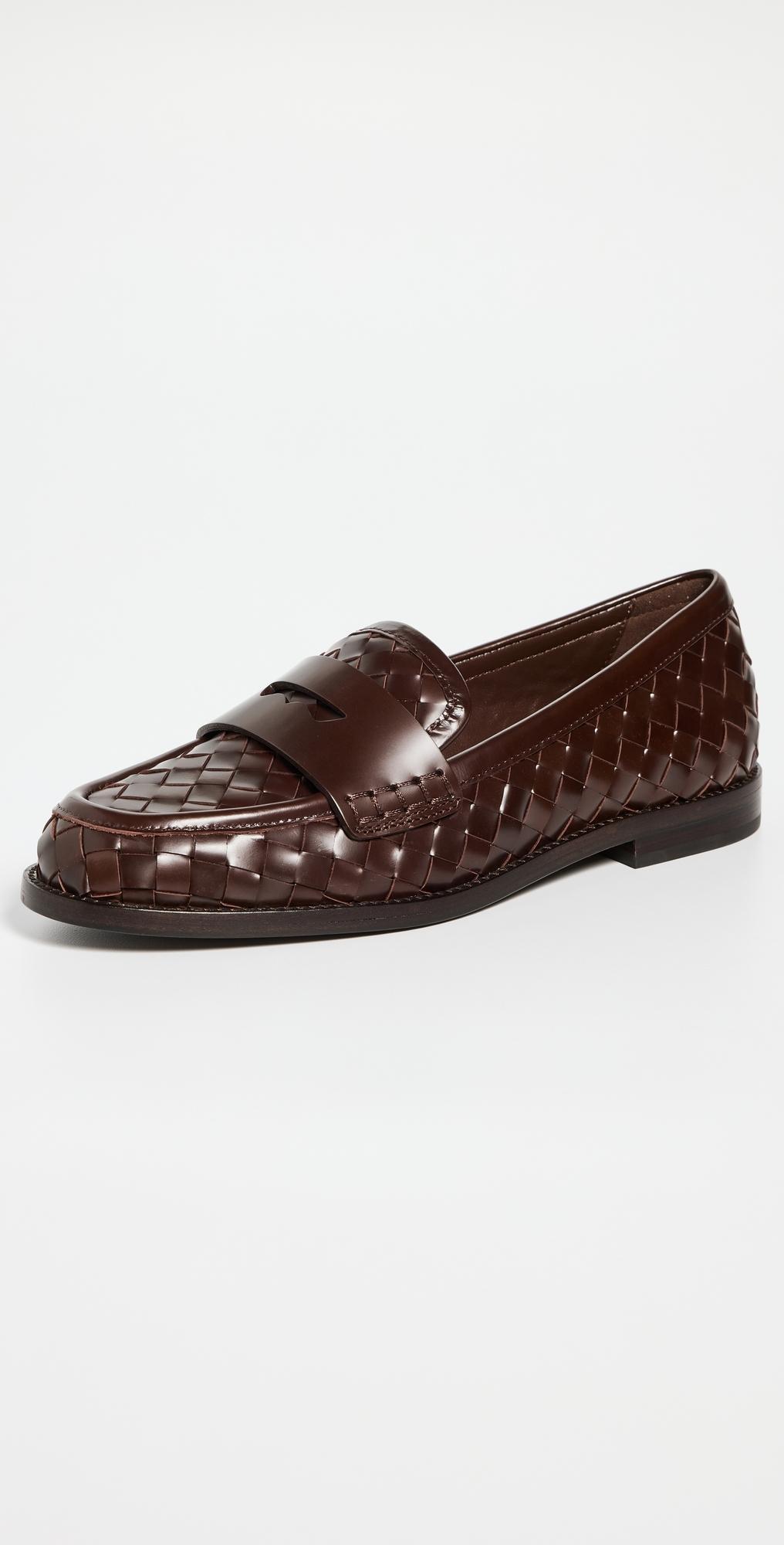 Loeffler Randall Rachel Woven Leather Loafers Espresso 12 Product Image