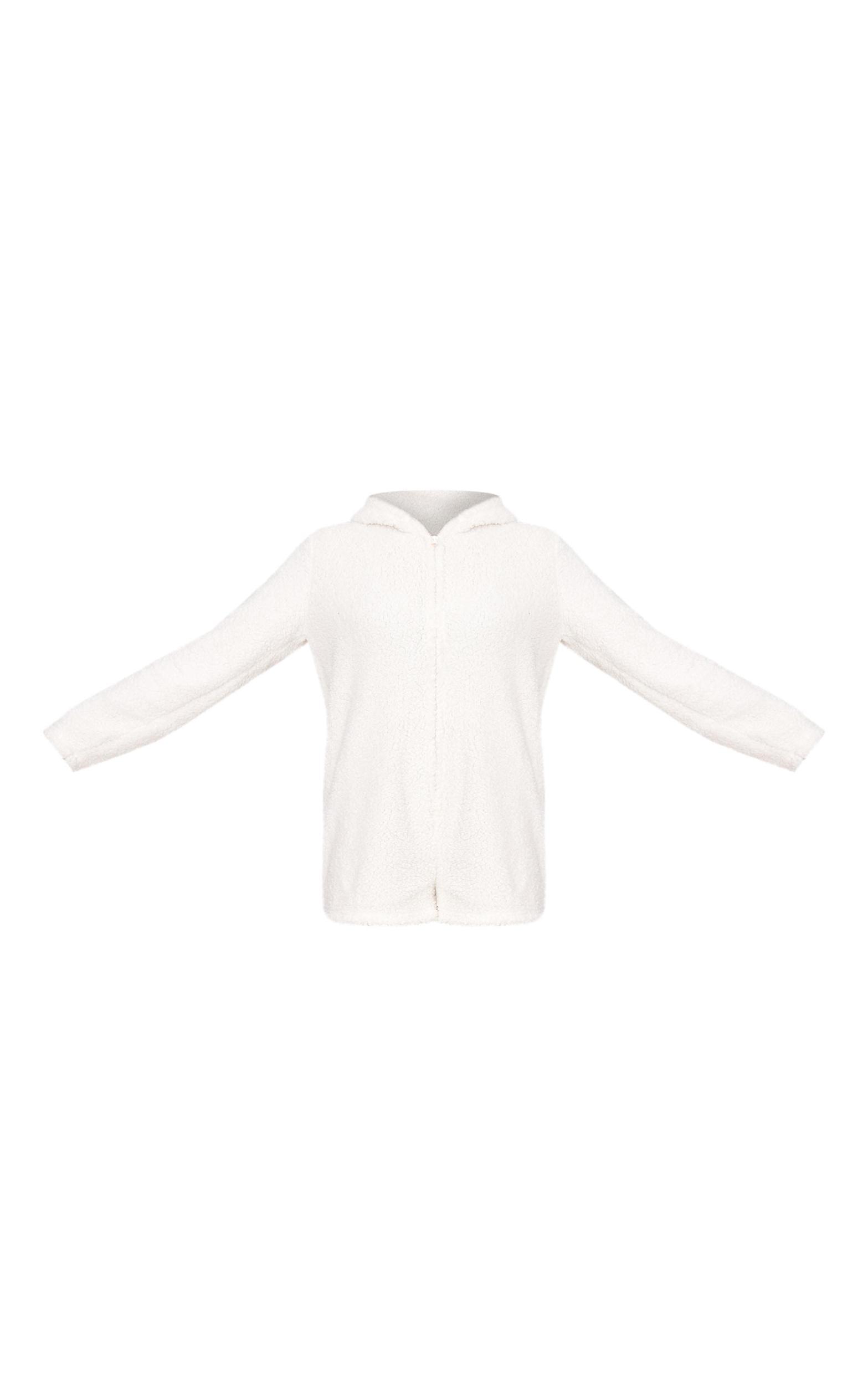 Cream Hooded Fleece Romper Product Image