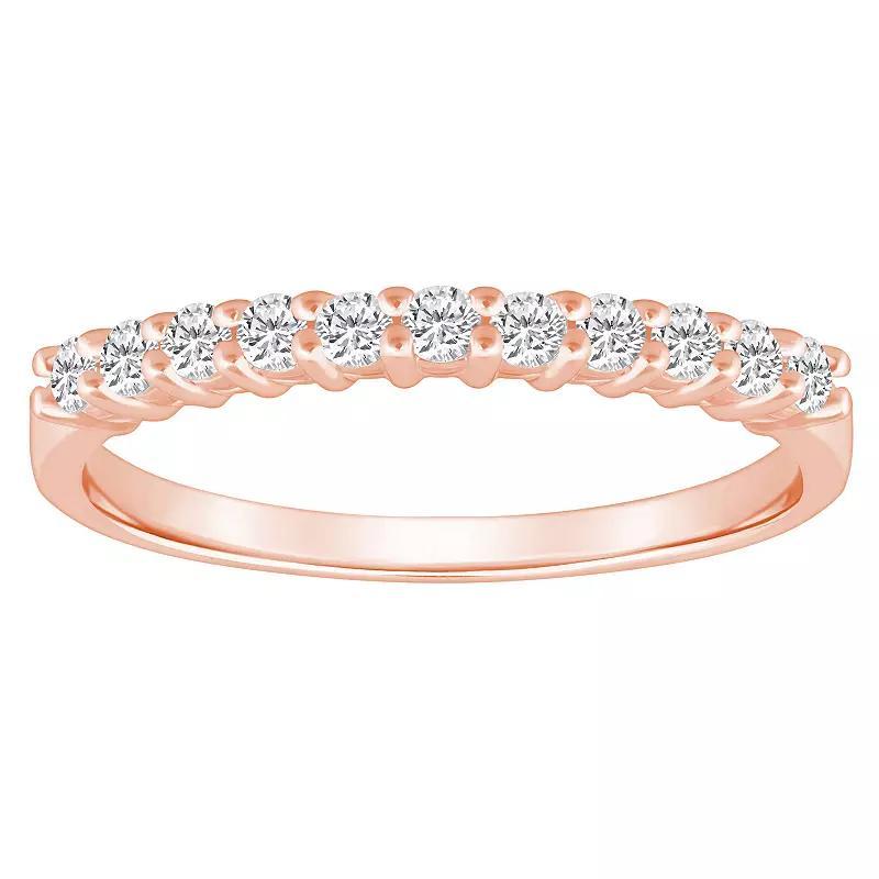 Alyson Layne 14k Gold 1/3 Carat T.W. Diamond 11-Stone Wedding Band, Women's, Size: 5.50, Pink Product Image