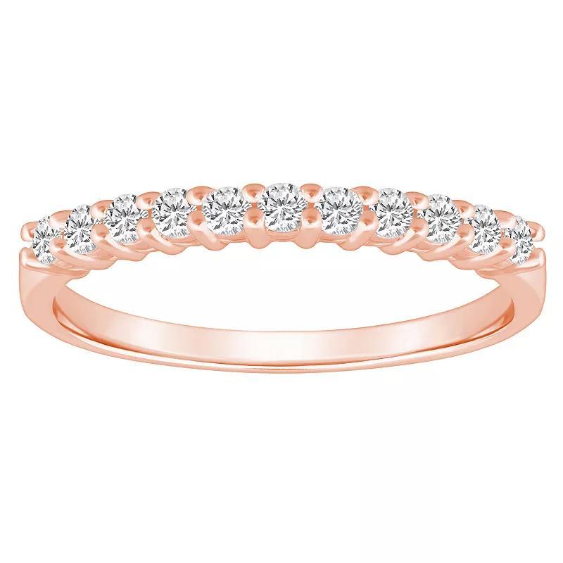 Alyson Layne 14k Gold 1/3 Carat T.W. Diamond 11-Stone Wedding Band, Women's, Size: 5.50, Pink Product Image