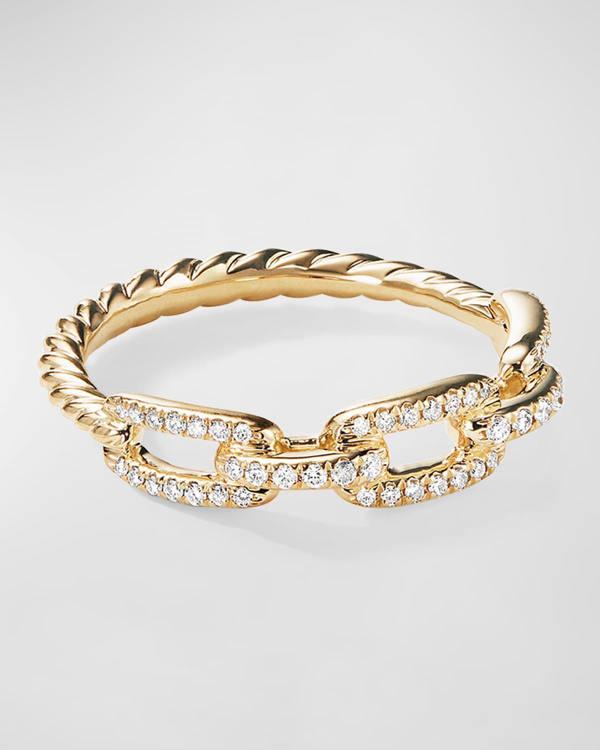 Womens Stax Chain Link Ring in 18K Yellow Gold with Pav Diamonds Product Image