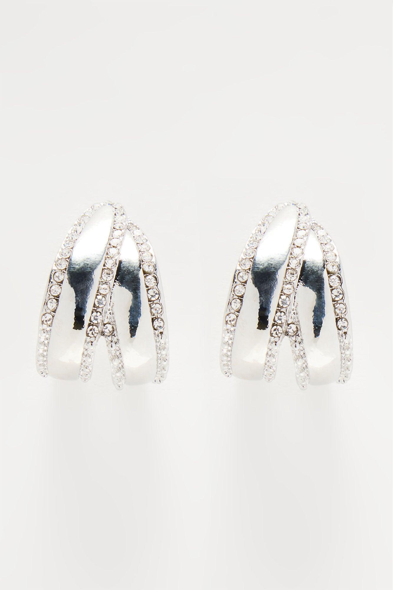 Urban Vogue Hoop Earrings - Silver Product Image