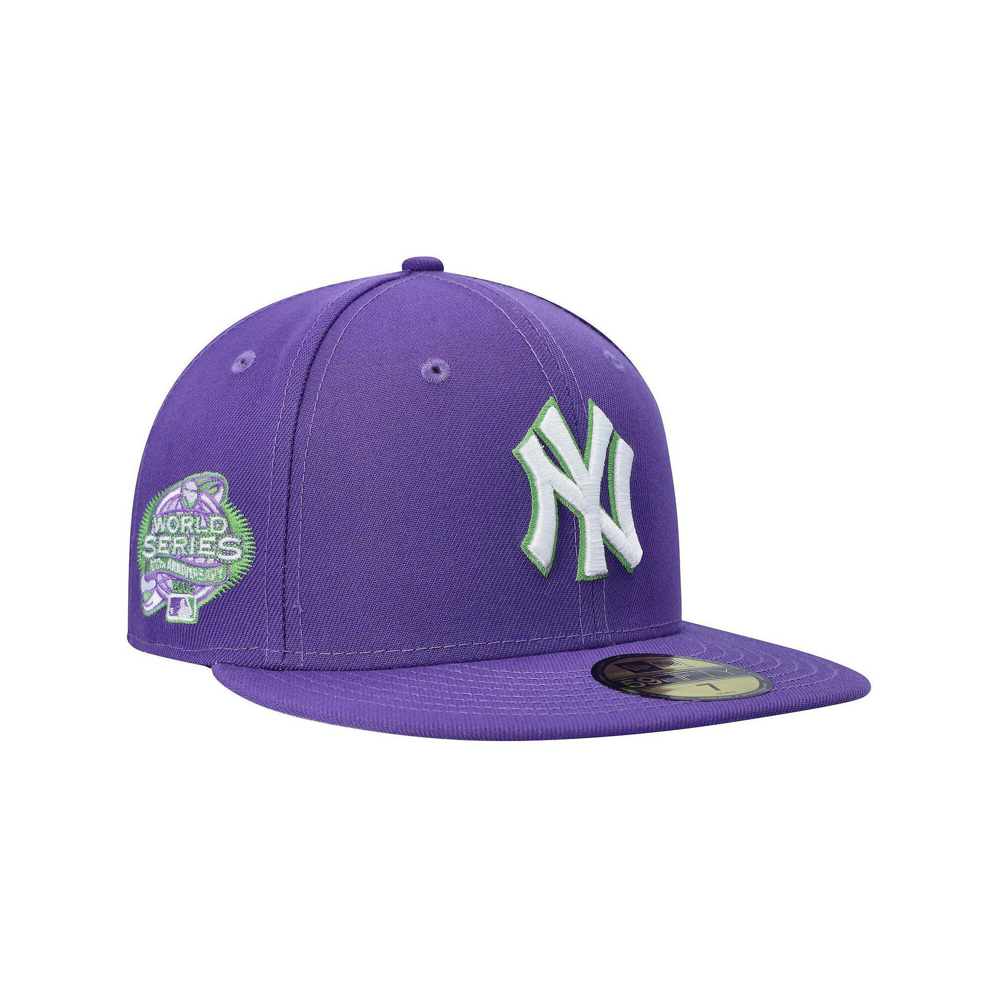 Men's New Era Purple New York Yankees Lime Side Patch 59FIFTY Fitted Hat, Size: 7 1/8 Product Image