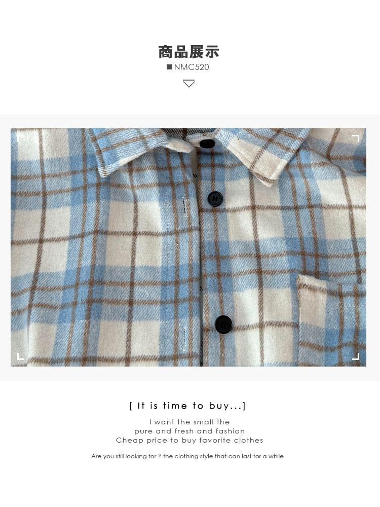 Oversized Dip-Back Plaid Wool Shirt Product Image