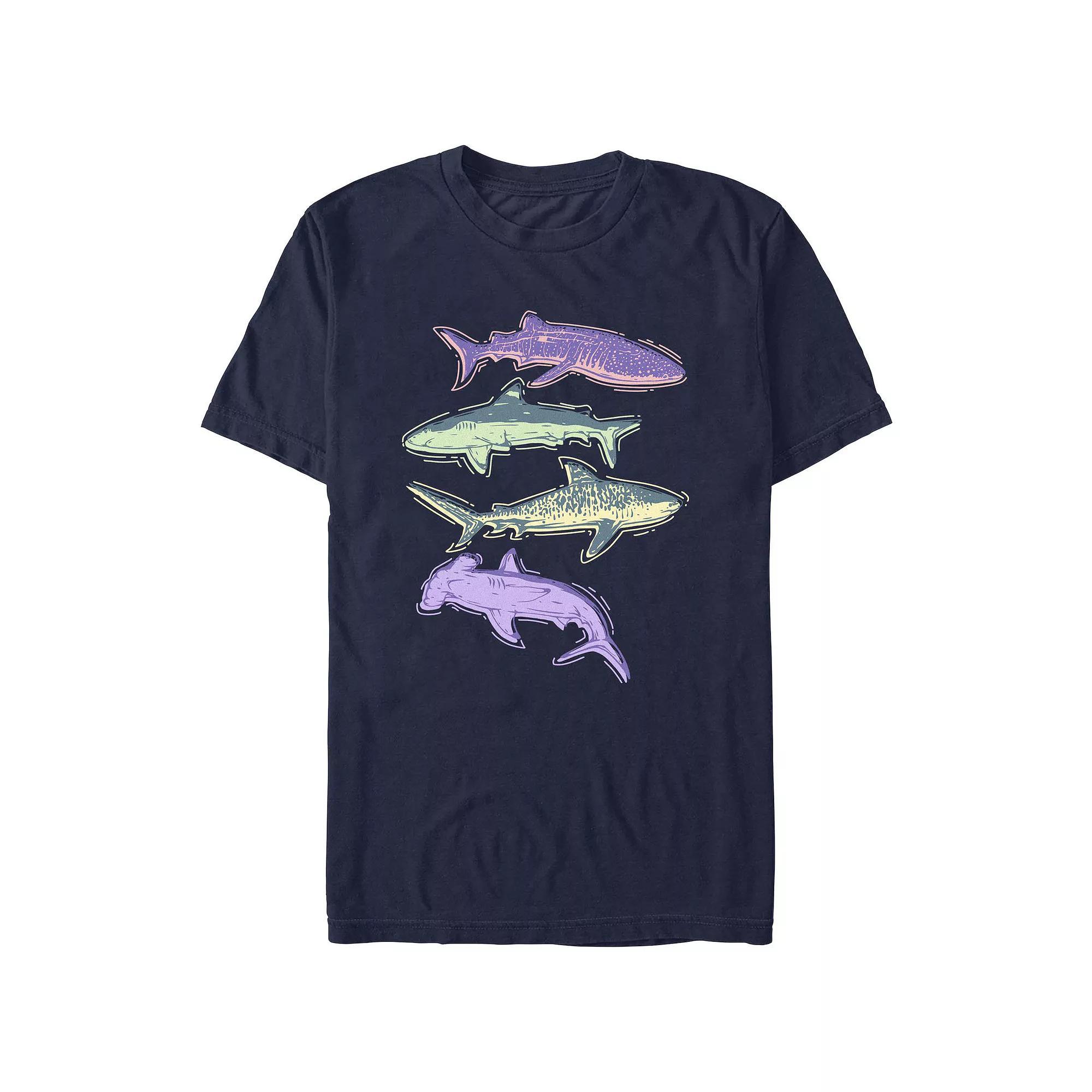 Men's Colorful Sharks Graphic Tee,  Product Image