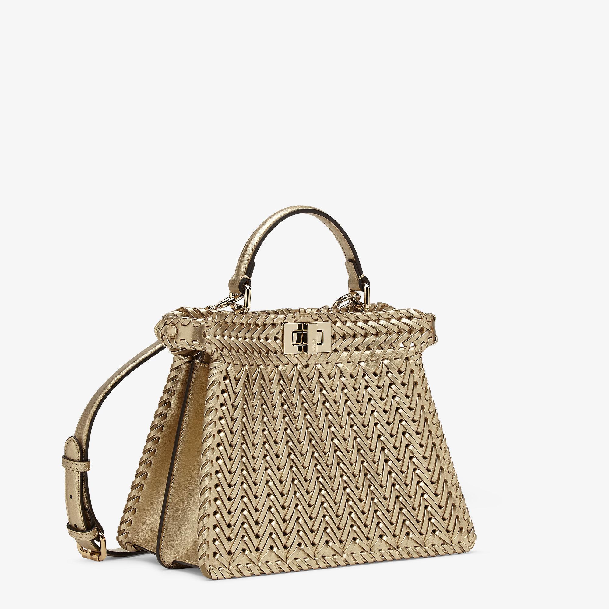 Peekaboo ISeeU SmallChampagne-colored interlaced leather bag Product Image