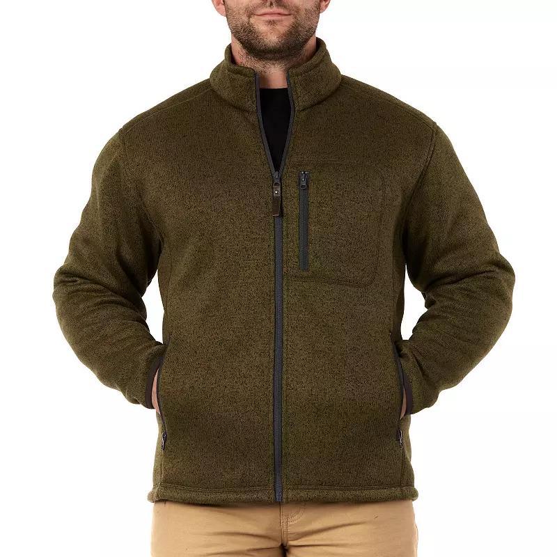 Men's Smith's Workwear Sherpa-Lined Sweater Fleece Jacket, Size: Large, Oatmeal Grey Product Image