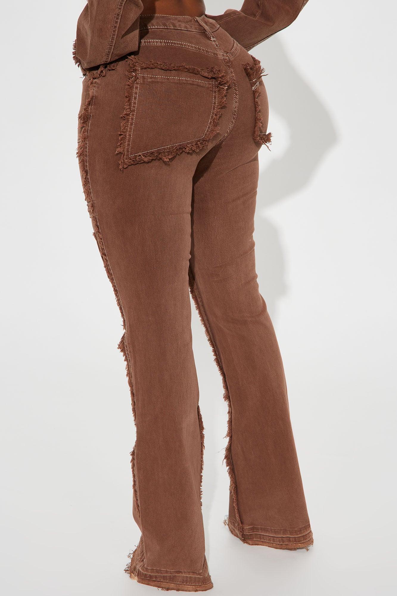 On Replay Frayed Straight Leg Jeans - Brown Product Image