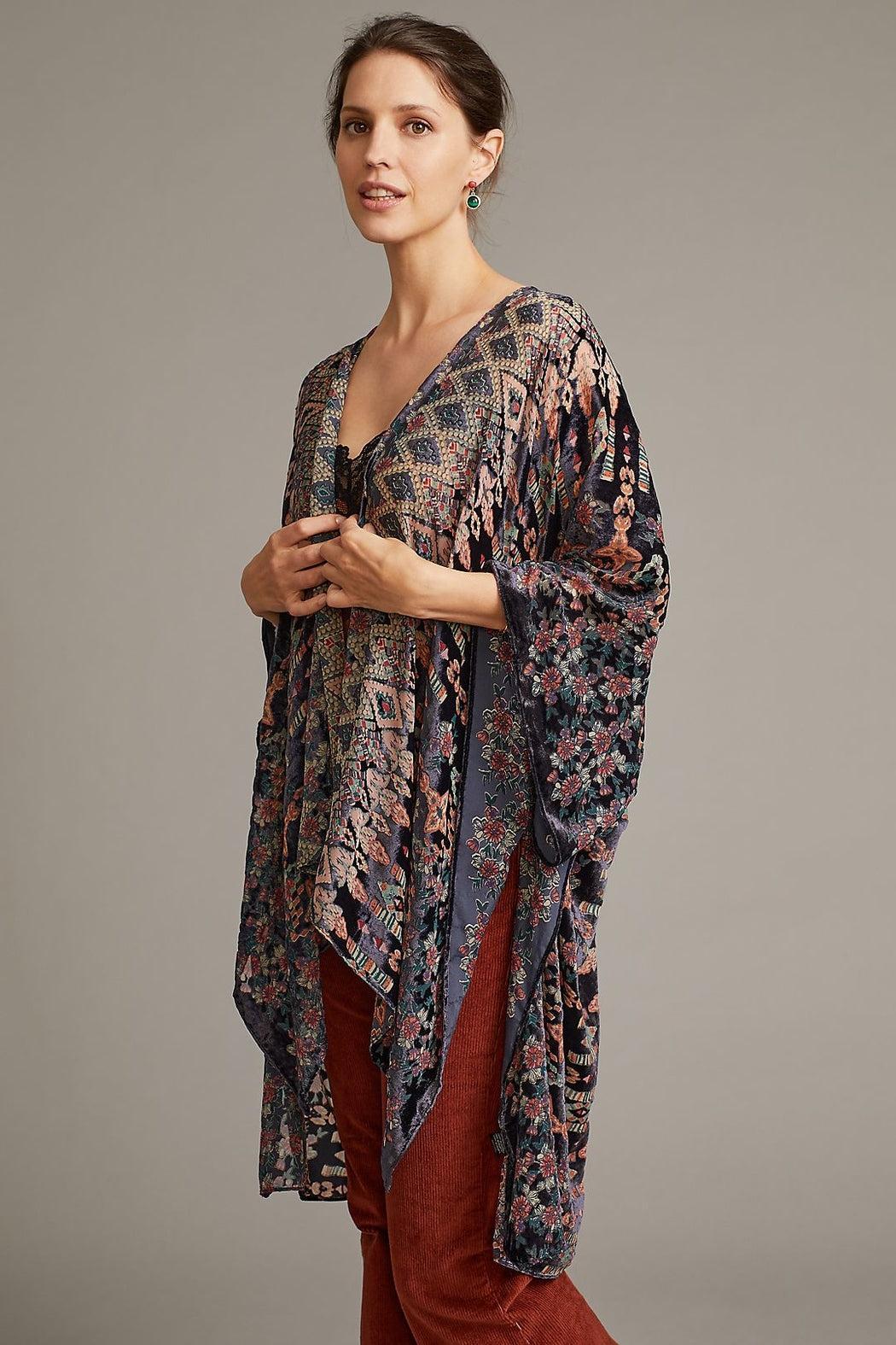 Multicolored Velvet Kimono Black Product Image