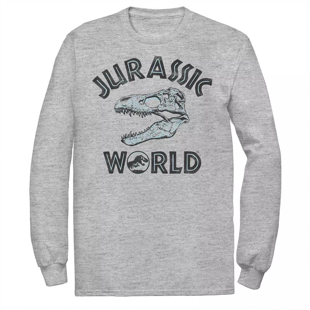 Men's Jurassic World Two T-Rex Pattern Skull Tee, Size: Medium, Athletic Grey Product Image