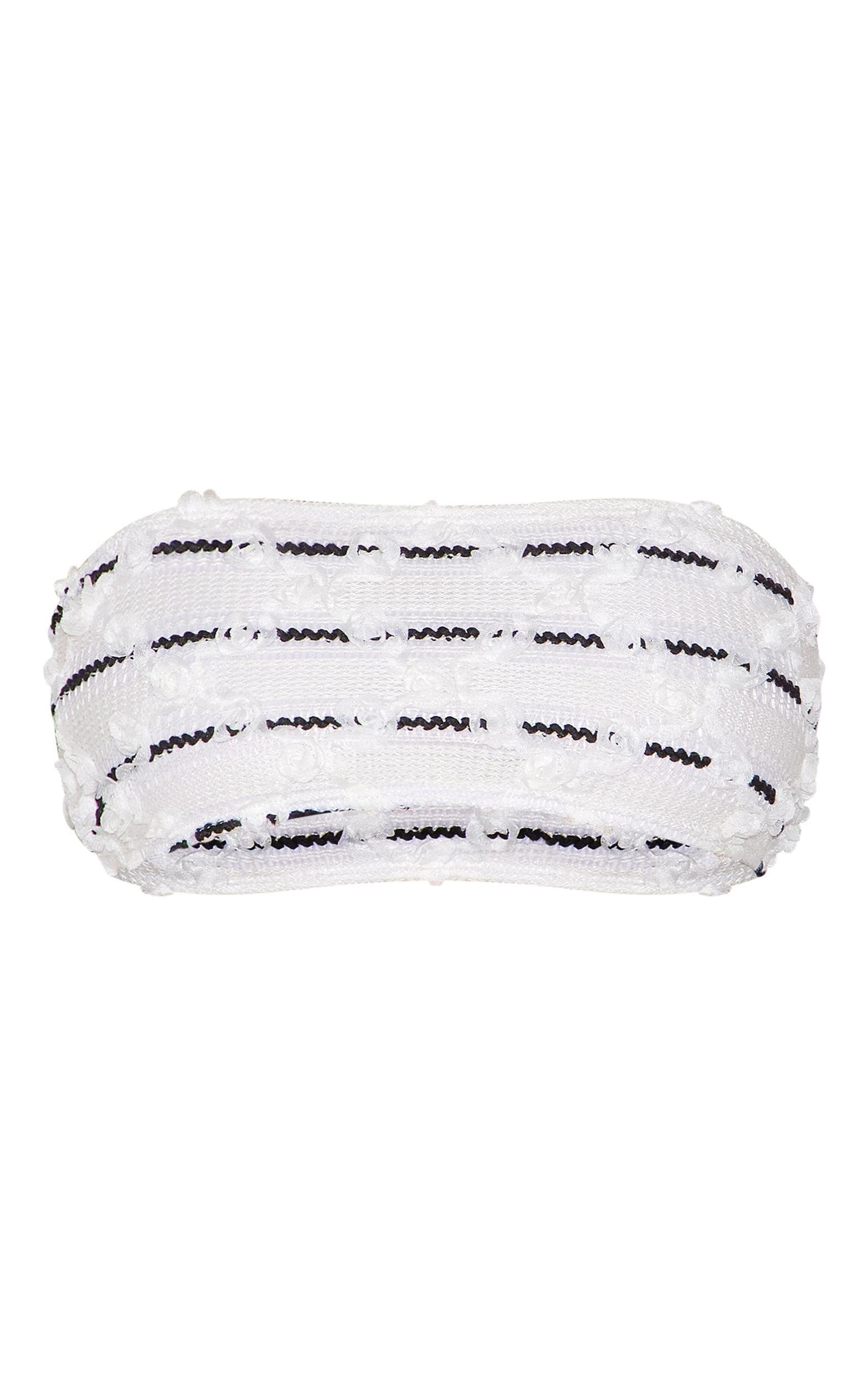 White Textured Stripe Bandeau Beach Top Product Image