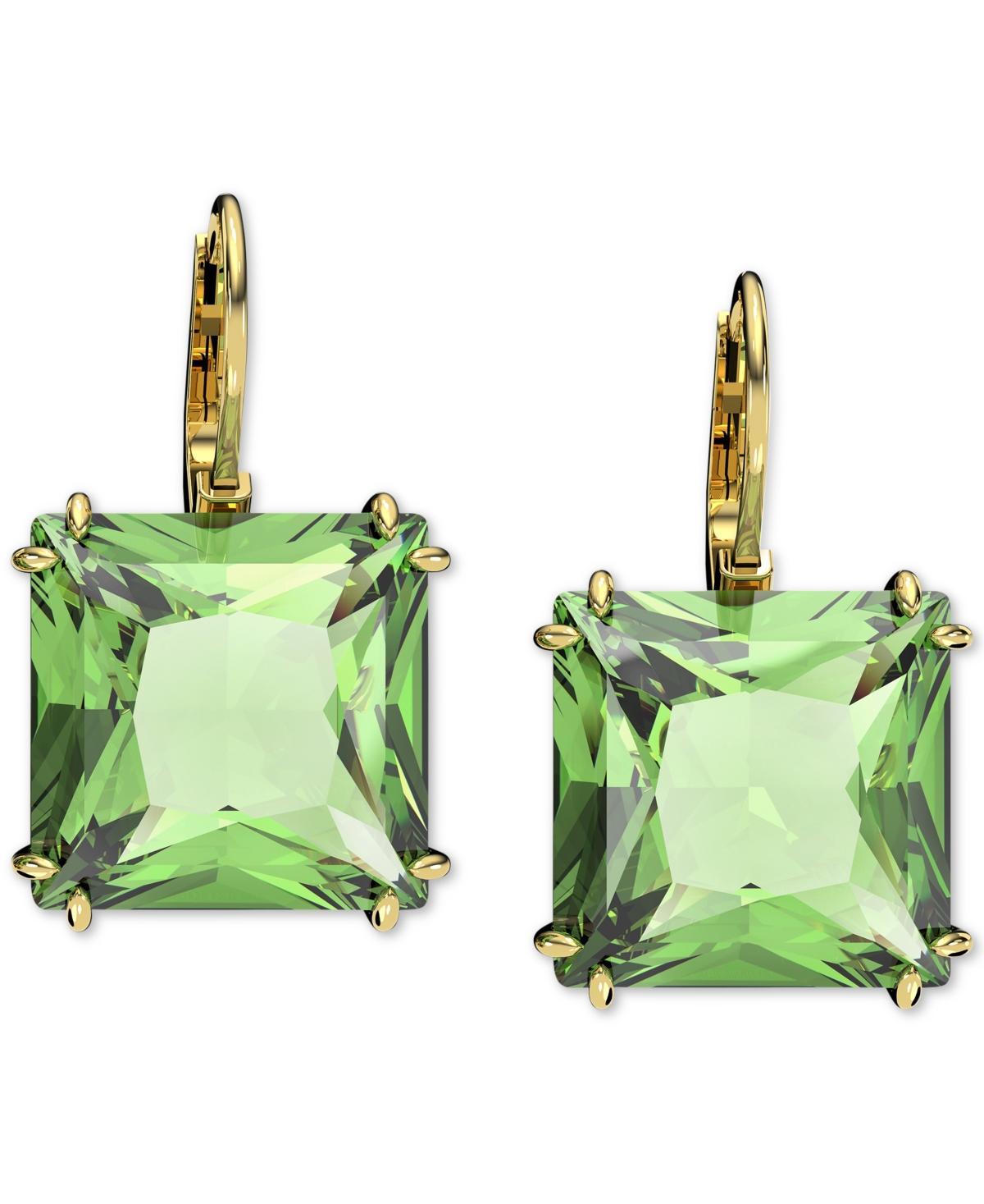 Swarovski Millenia Green Square Crystal Drop Earrings in Gold Tone Product Image