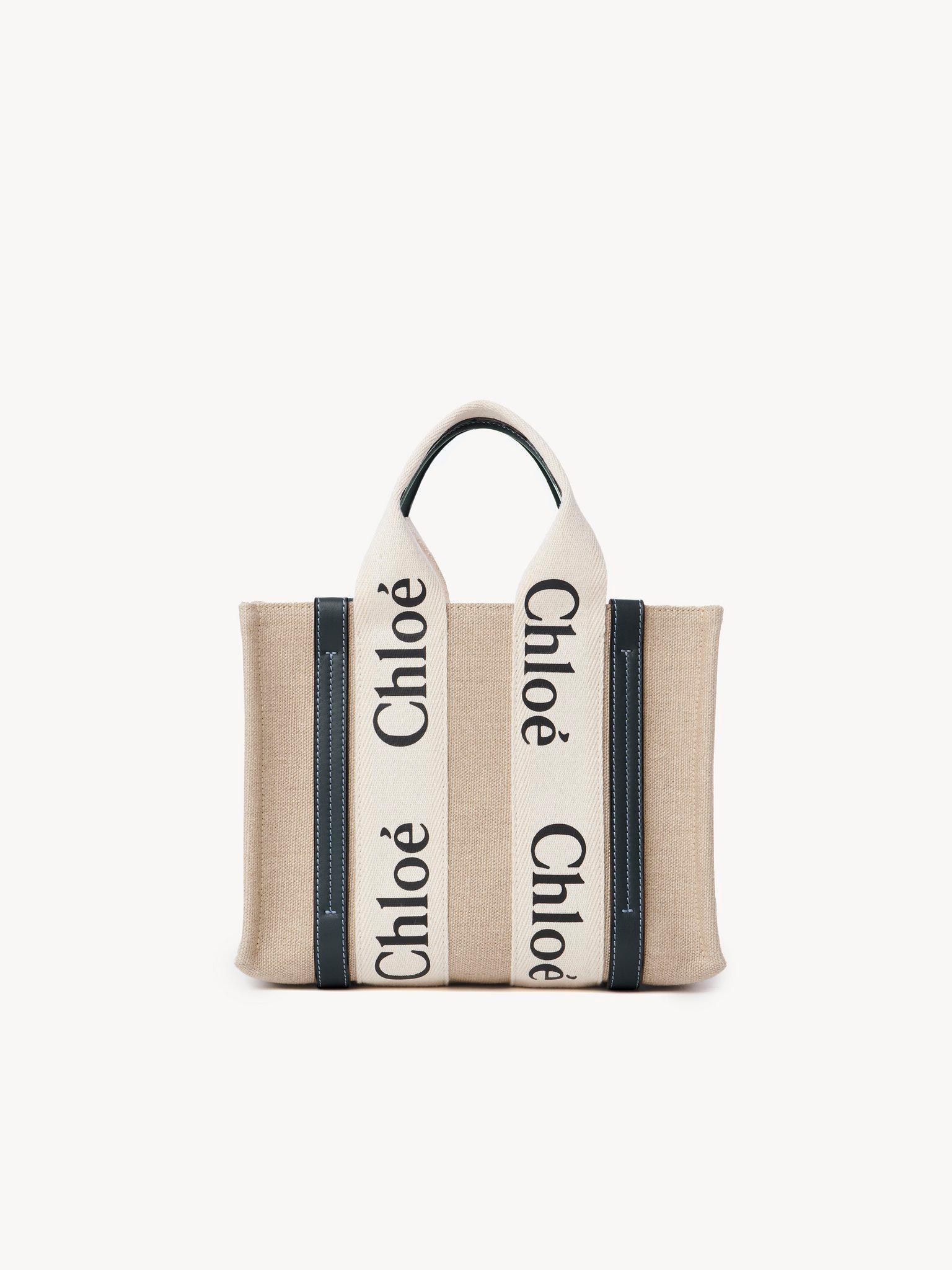 Small Woody tote bag in linen Product Image