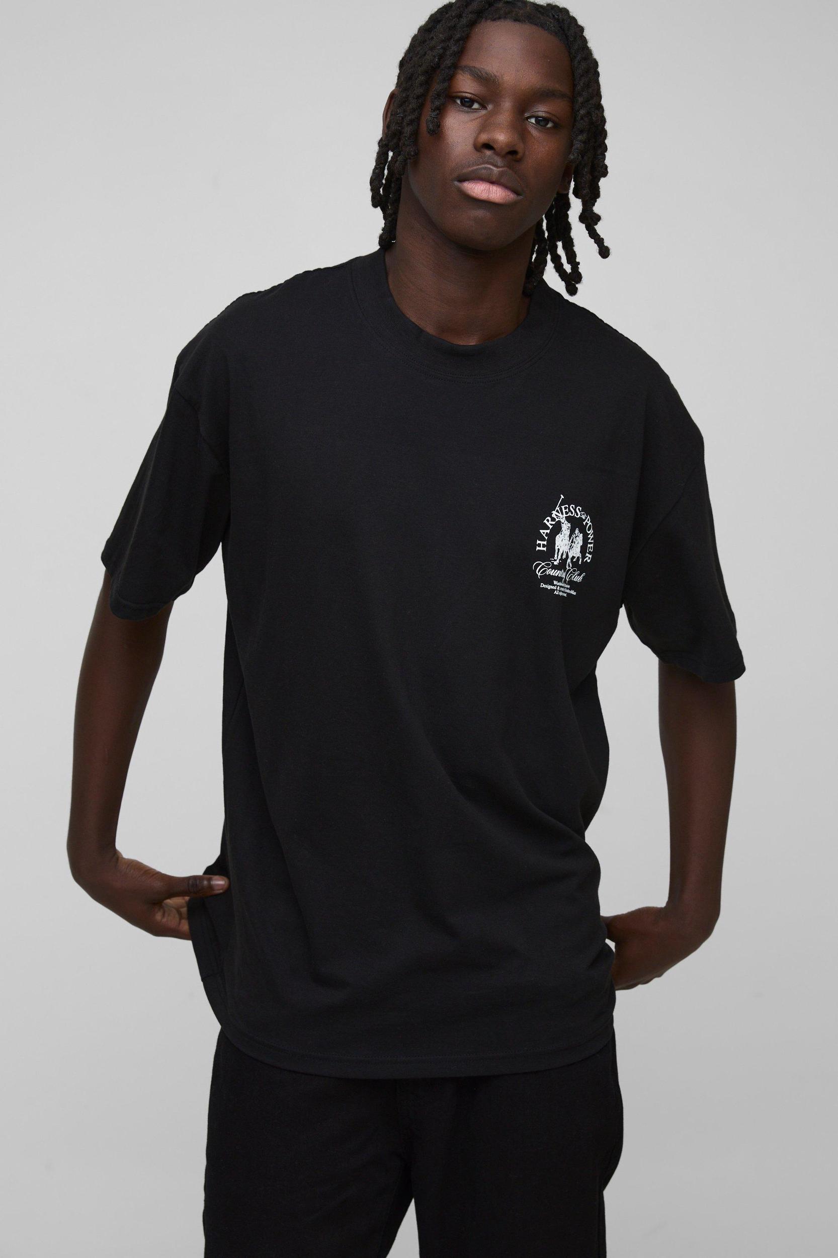 Oversized Extended Neck Worldwide Horse Graphic T Shirt | boohooMAN USA Product Image