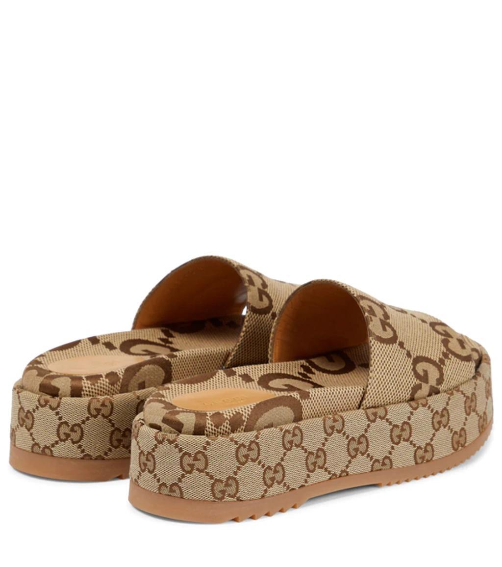 Angelina Gg Logo Platform Slide Sandal In Camel Ebony Product Image