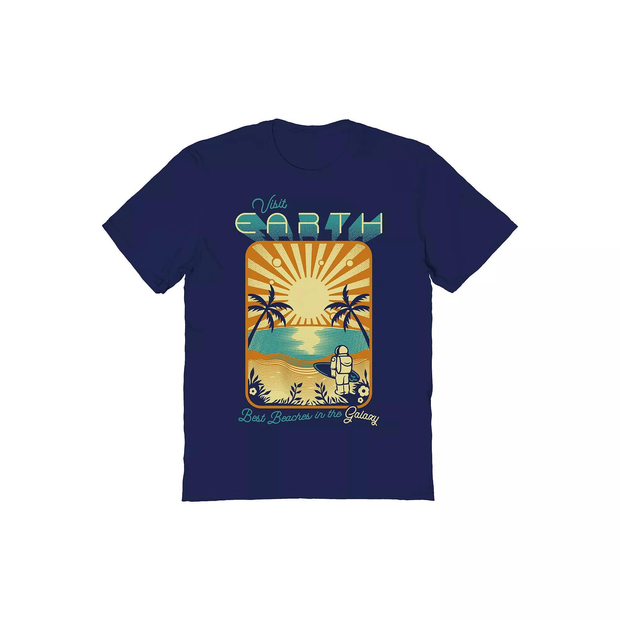 Mens COLAB89 by Threadless Astronaut Visit Earth Graphic Tee Blue Product Image