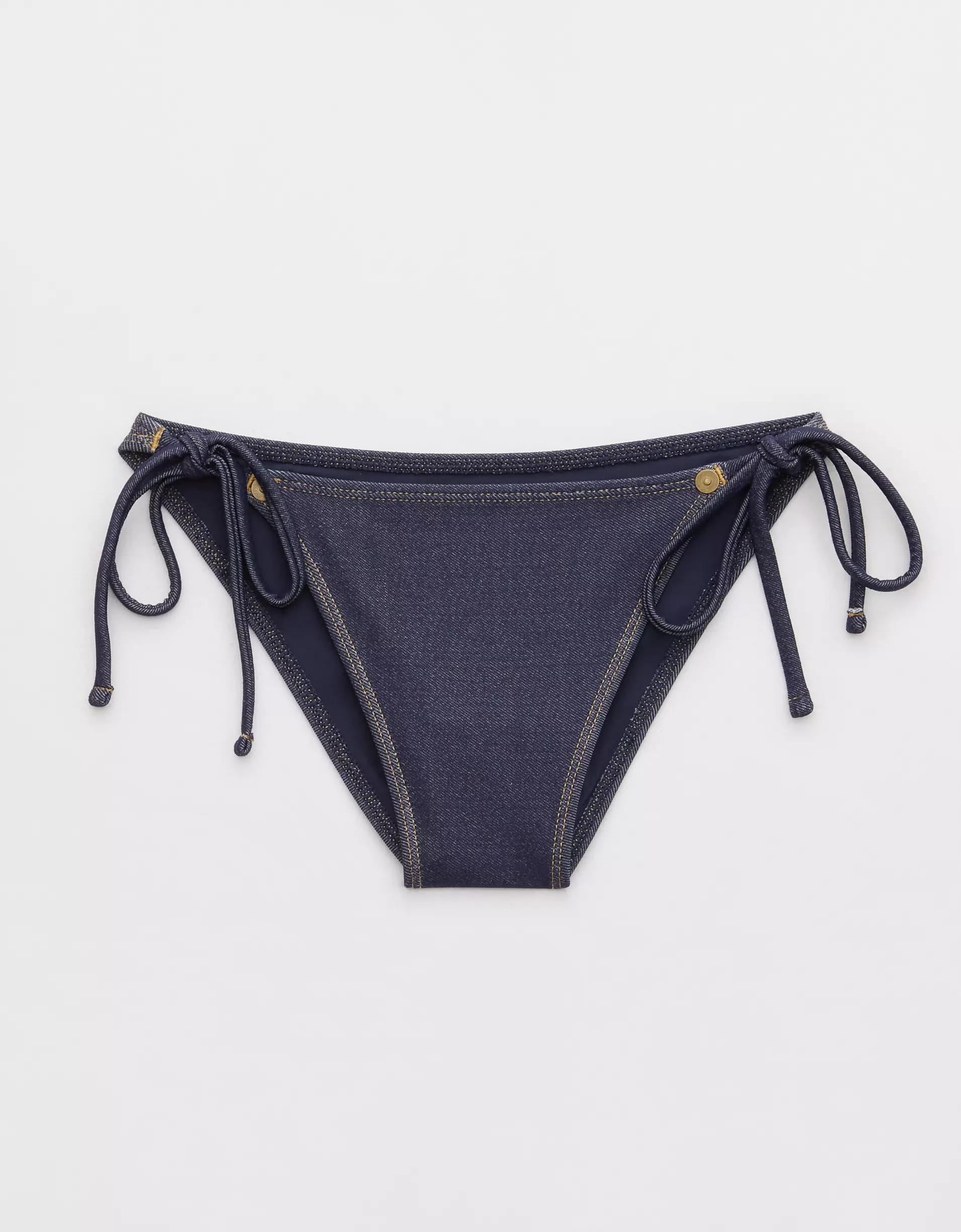AE x Aerie Match Made In Denim Cheekiest Tie Bikini Bottom Product Image