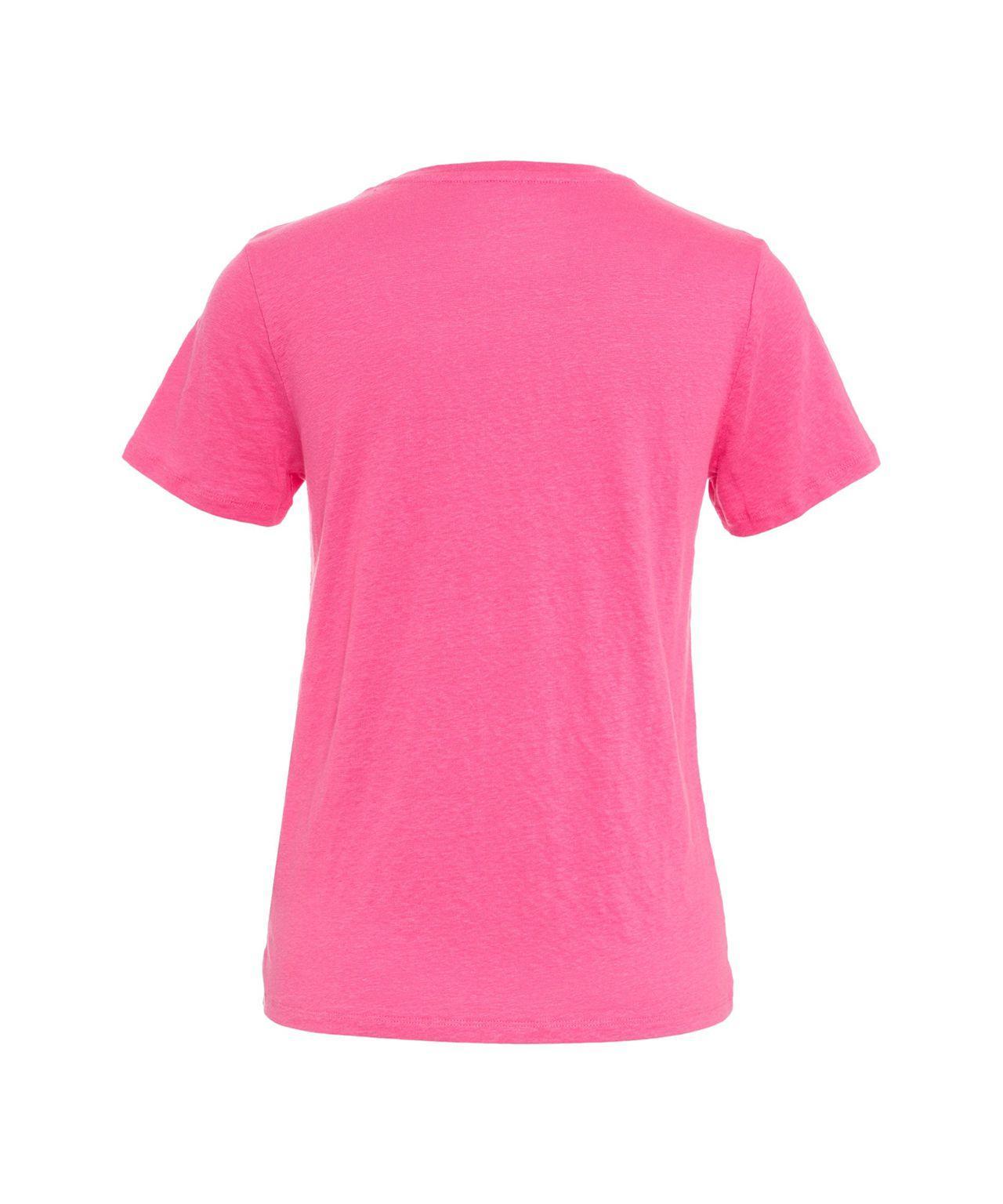 Linen T-shirt with V-neck Product Image
