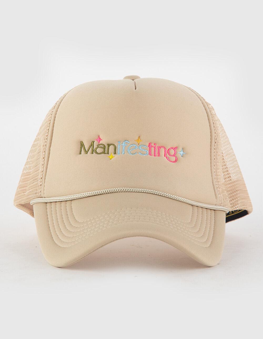 Manifesting Womens Trucker Hat - KHAKI Product Image