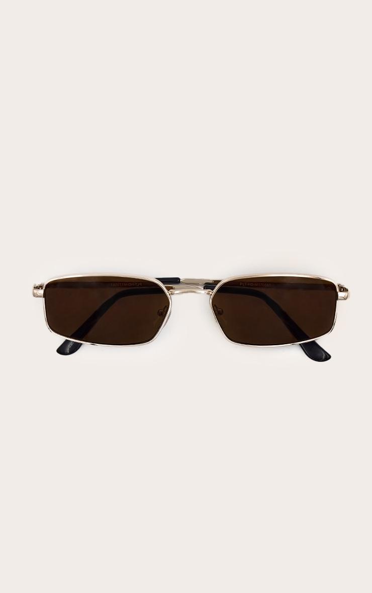 Gold Square Brown Lens Sunglasses Product Image