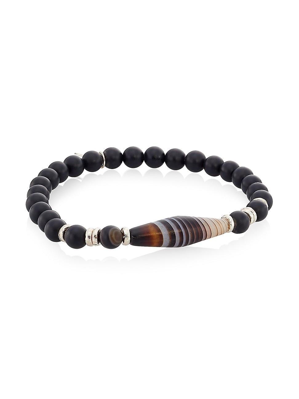 Mens Onyx & Agate Beaded Bracelet Product Image