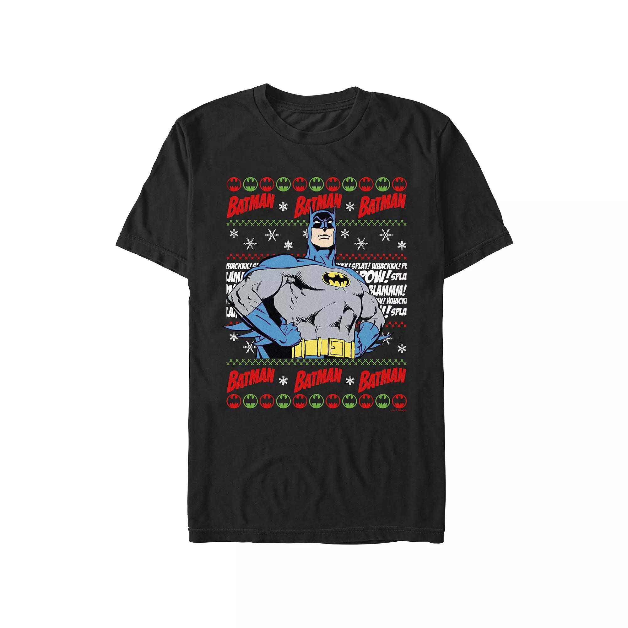 Men's Batman Christmas Sweater Graphic Tee,  Product Image