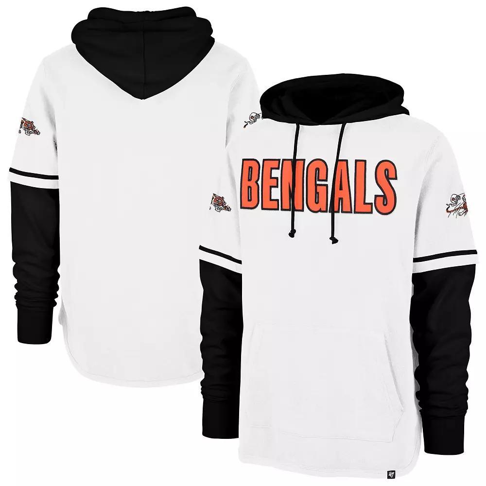 Men's '47  White Cincinnati Bengals Throwback Shortstop Pullover Hoodie, Size: Small Product Image