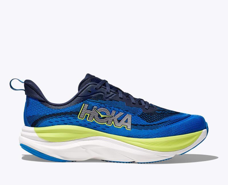 HOKA Mens Skyflow Shoes in Black/White, Size 11 W Product Image