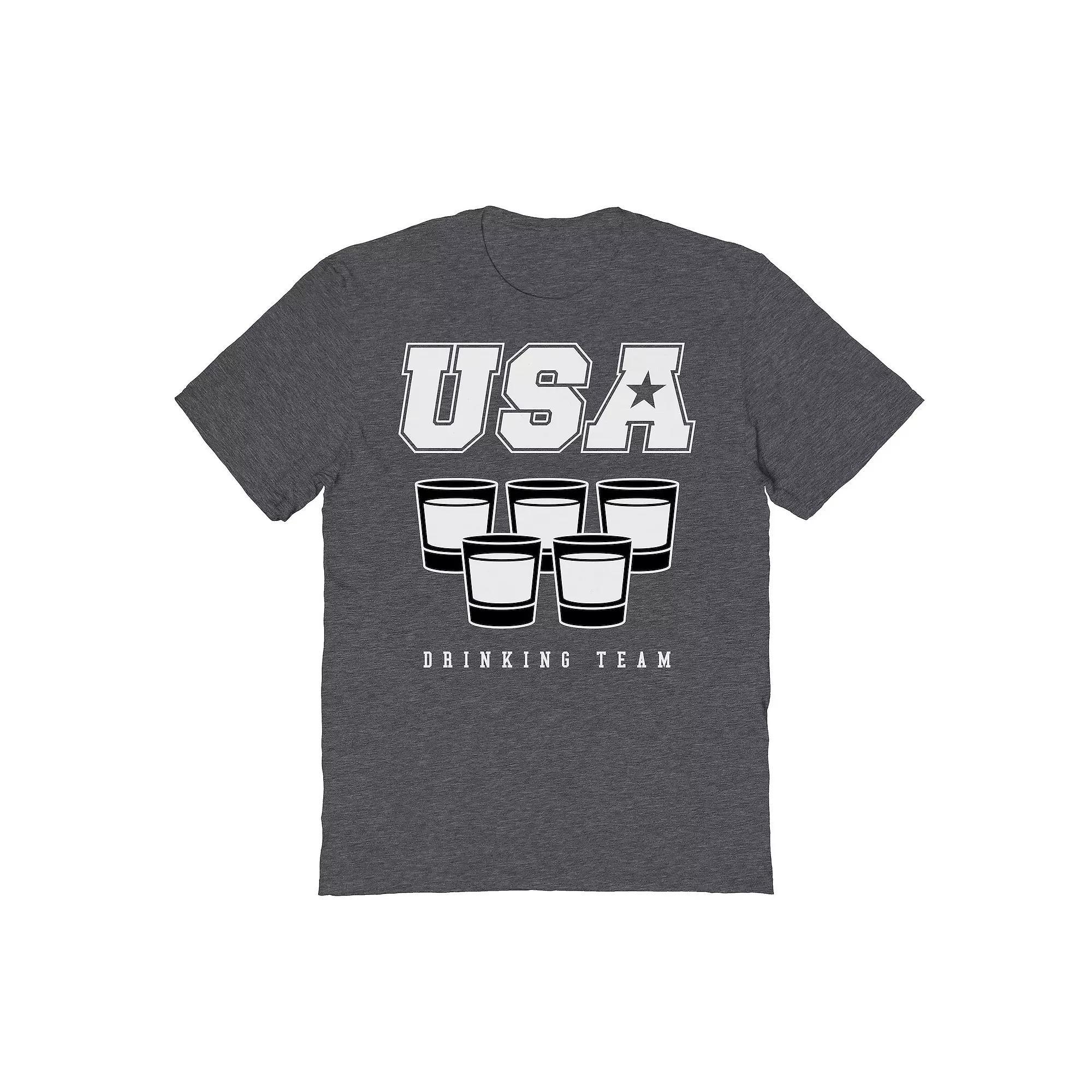 Men's USA Drinking Team Glasses Graphic Tee, Size: XXL, Dark Grey Product Image