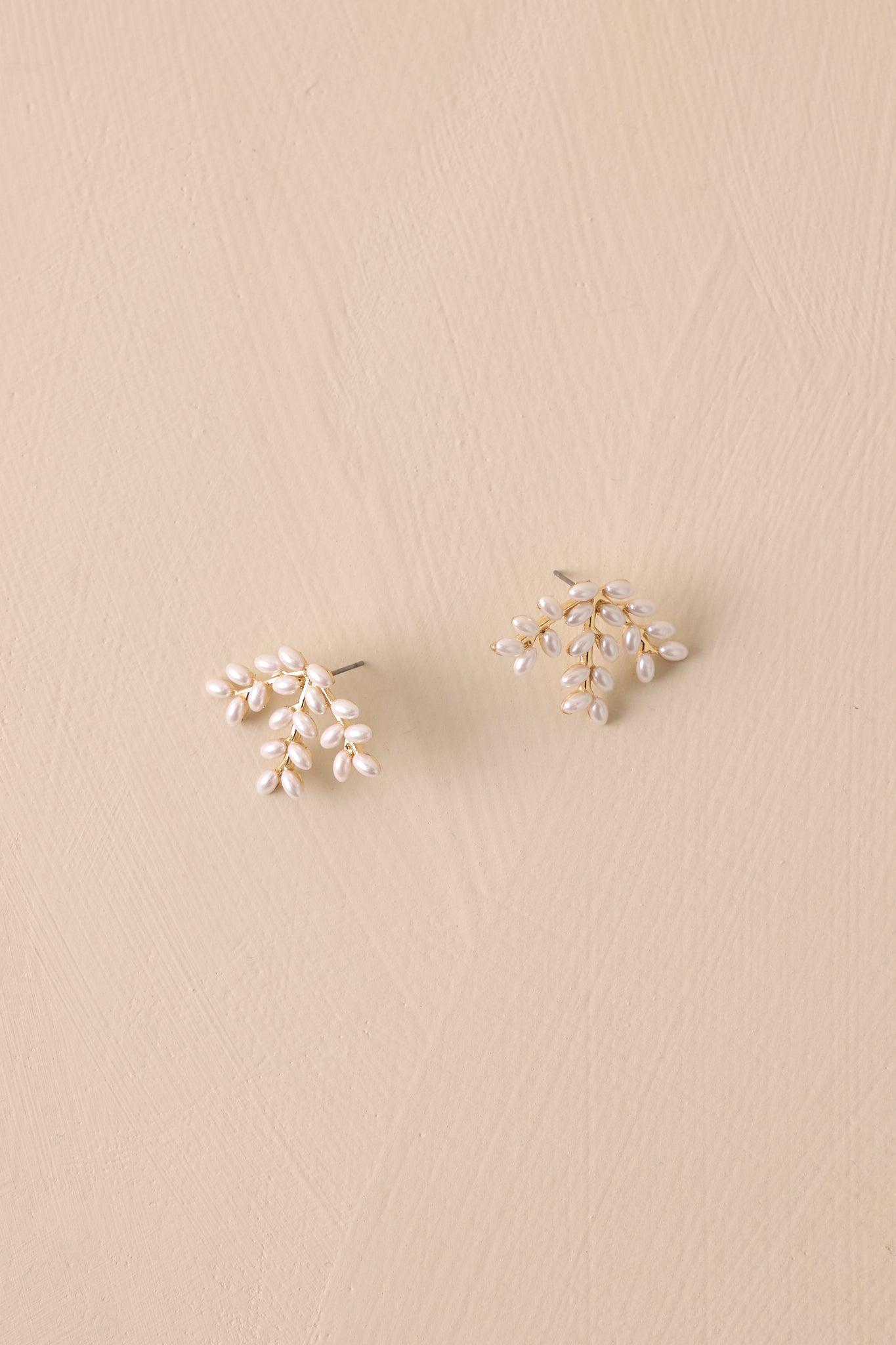 Blossom Burst Gold Pearl Earrings Product Image