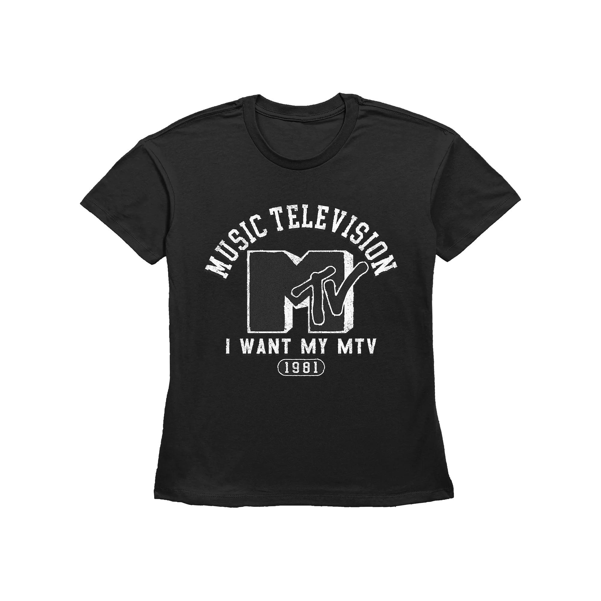 Women's MTV Music College Redux Basic Fit Graphic Tee, Girl's, Size: XS, Black Product Image