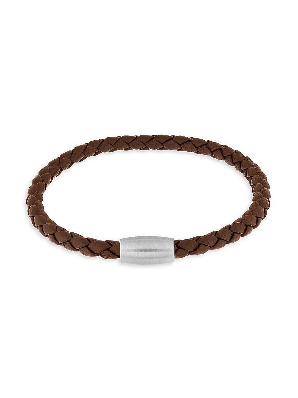 Mens Magnetic Woven Leather Bracelet Product Image