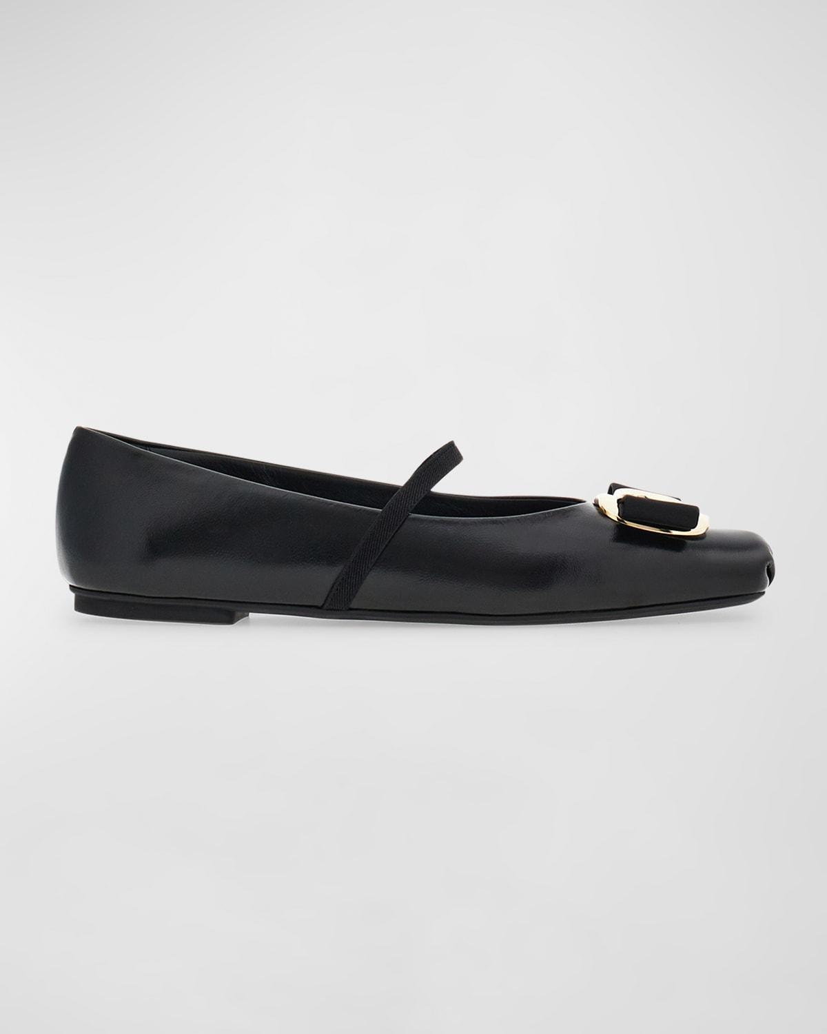 Zina Leather Bow Mary Jane Ballerina Flats Product Image