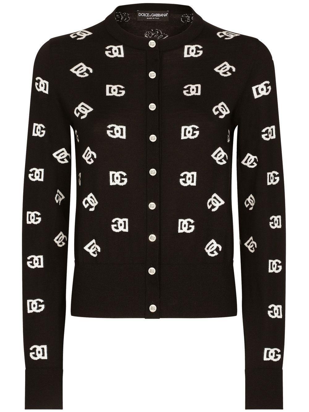 DOLCE & GABBANA Logo Monogram Cardigan In Wool And Silk In Variante Abbinata Product Image